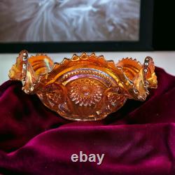 Imperial Glass-Ohio Fashion Marigold Carnival Ruffled Punch Bowl