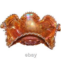 Imperial Glass-Ohio Fashion Marigold Carnival Ruffled Punch Bowl