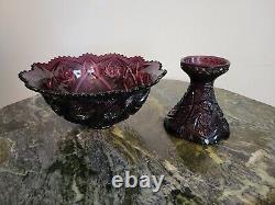 Imperial Glass Ohio Whirling Star Amethyst Punch Bowl