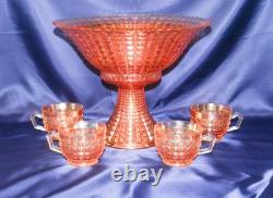Imperial Glass Punch Bowl 10 pc Set #698 Waffle Block Marigold Carnival Glass