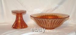 Imperial Glass Punch Bowl 10 pc Set #698 Waffle Block Marigold Carnival Glass