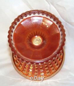 Imperial Glass Punch Bowl 10 pc Set #698 Waffle Block Marigold Carnival Glass