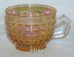 Imperial Glass Punch Bowl 10 pc Set #698 Waffle Block Marigold Carnival Glass
