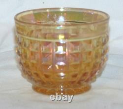 Imperial Glass Punch Bowl 10 pc Set #698 Waffle Block Marigold Carnival Glass