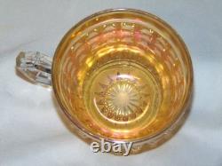 Imperial Glass Punch Bowl 10 pc Set #698 Waffle Block Marigold Carnival Glass