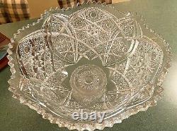 Imperial Glass Punch Bowl Whirling Star Pedestal Stand Vintage Cut Glass