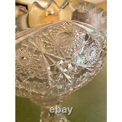 Imperial Glass Punch Bowl Whirling Star Pedestal Stand Vintage Cut Glass