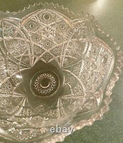 Imperial Glass Punch Bowl Whirling Star Pedestal Stand Vintage Cut Glass