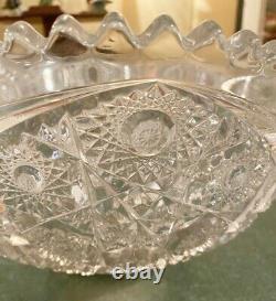 Imperial Glass Punch Bowl Whirling Star Pedestal Stand Vintage Cut Glass