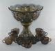 Imperial Glass Smoke Whirling Star Punch Bowl & Eleven Cups