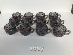 Imperial Glass Whirling Star Amethyst PUNCH BOWL & 12 CUPS 14 Piece Set