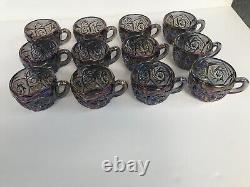 Imperial Glass Whirling Star Amethyst PUNCH BOWL & 12 CUPS 14 Piece Set