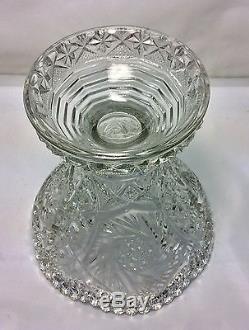 Imperial Glass Whirling Star Clear Crystal Punch Bowl Set 23 Glasses