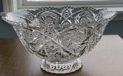 Imperial Glass Whirling Star Clear Punch Bowl, Ladle, And 12 Cups