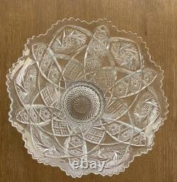 Imperial Glass Whirling Star Clear Punch Bowl, Ladle, And 12 Cups