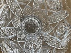 Imperial Glass Whirling Star Clear Punch Bowl, Ladle, And 12 Cups