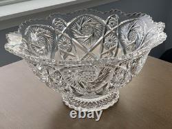 Imperial Glass Whirling Star Clear Punch Bowl, Ladle, And 12 Cups