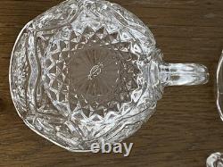 Imperial Glass Whirling Star Clear Punch Bowl, Ladle, And 12 Cups