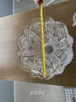 Imperial Glass Whirling Star Clear Punch Bowl, Ladle, And 12 Cups