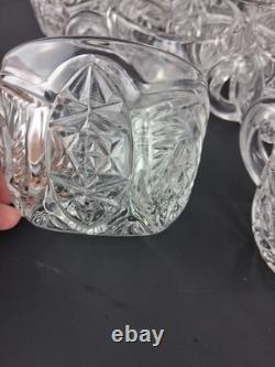 Imperial Glass Whirling Star Punch Bowl Stand 21 Cups & Glass Ladle Smooth Base