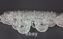 Imperial Glass Whirling Star Punch Bowl Stand 21 Cups & Glass Ladle Smooth Base