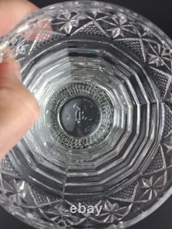 Imperial Glass Whirling Star Punch Bowl Stand 21 Cups & Glass Ladle Smooth Base