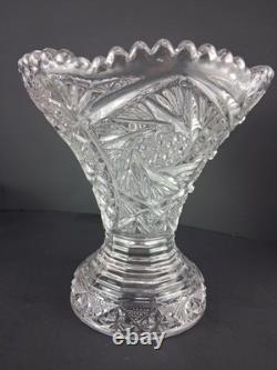 Imperial Glass Whirling Star Punch Bowl Stand 21 Cups & Glass Ladle Smooth Base