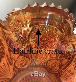 Imperial Hobstar Marigold Carnival Glass Punch Bowl & 10 Cups Set No Reserve