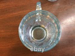 Imperial Ice Blue Carnival Glass Punch Bowl Set Bowl, Stand & 8 Cups