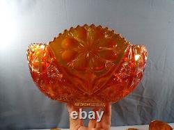 Imperial Marigold Carnival Glass 474 Punch Bowl Set Bowl, Stand & 13 Cups