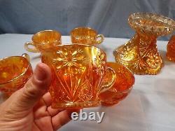 Imperial Marigold Carnival Glass 474 Punch Bowl Set Bowl, Stand & 13 Cups