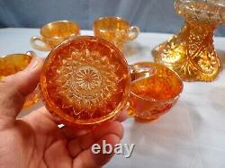 Imperial Marigold Carnival Glass 474 Punch Bowl Set Bowl, Stand & 13 Cups