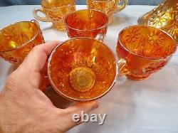 Imperial Marigold Carnival Glass 474 Punch Bowl Set Bowl, Stand & 13 Cups