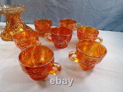 Imperial Marigold Carnival Glass 474 Punch Bowl Set Bowl, Stand & 13 Cups