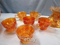 Imperial Marigold Carnival Glass 474 Punch Bowl Set Bowl, Stand & 13 Cups