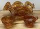 Imperial Marigold Carnival Glass Diamond Ruffled Punch Bowl 12 Large with 2 cups