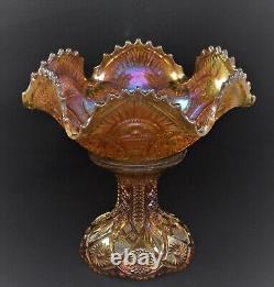 Imperial Marigold Carnival Glass Fruit Punch Bowl With Base Twins