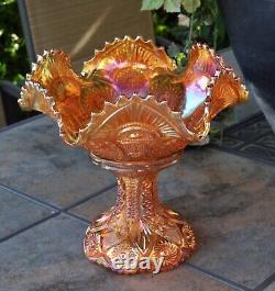 Imperial Marigold Carnival Glass Fruit Punch Bowl With Base Twins