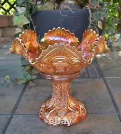 Imperial Marigold Carnival Glass Fruit Punch Bowl With Base Twins