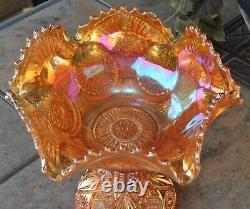 Imperial Marigold Carnival Glass Fruit Punch Bowl With Base Twins