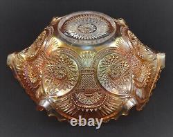 Imperial Marigold Carnival Glass Fruit Punch Bowl With Base Twins