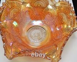 Imperial Marigold Carnival Glass Fruit Punch Bowl With Base Twins