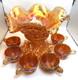 Imperial Marigold Carnival Glass Hobstar & Arches Punch Bowl & Base with 6 Cups
