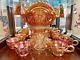 Imperial Marigold Carnival Glass Large Fruit & Punch Bowl Stand 6 Cups Hangers