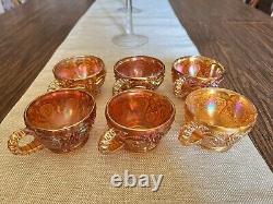 Imperial Marigold Carnival Glass Large Fruit & Punch Bowl Stand 6 Cups Hangers