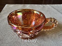 Imperial Marigold Carnival Glass Large Fruit & Punch Bowl Stand 6 Cups Hangers