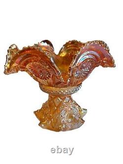 Imperial Marigold Carnival Glass Large Fruit & Punch Bowl Stand 6 Cups Hangers