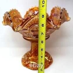 Imperial Marigold Carnival Glass Punch Bowl With Base Hobstars & Arches