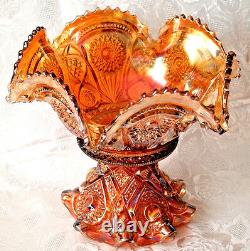 Imperial Marigold Carnival Glass Punch Bowl with Base Hobstars & Arches Pattern