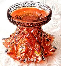 Imperial Marigold Carnival Glass Punch Bowl with Base Hobstars & Arches Pattern